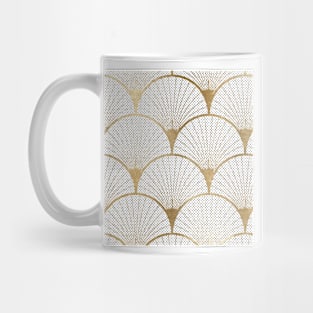 Art Deco pattern - golden polkadot fans Mug